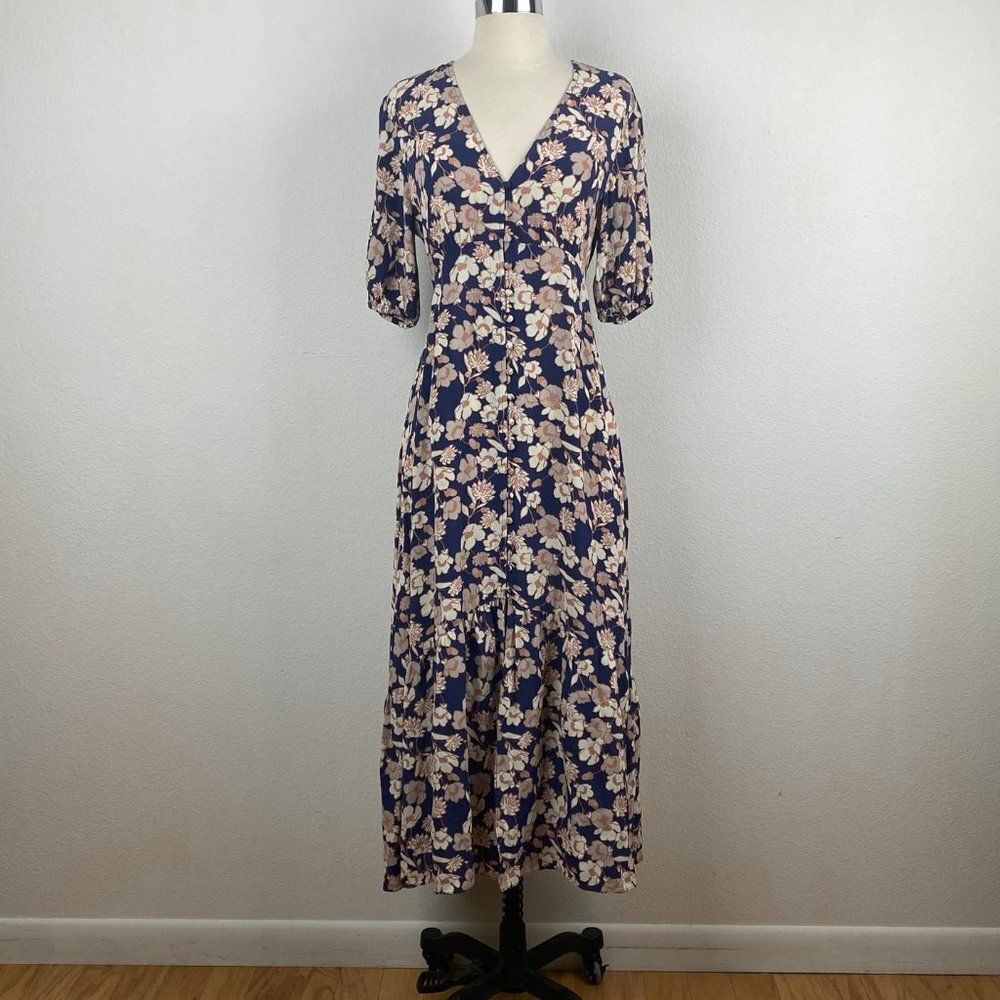 Sanctuary Blue Floral Button Front Maxi Dress 4